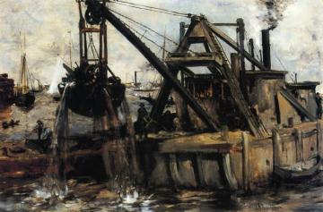 Dredging In The East River Artwork by John Twachtman