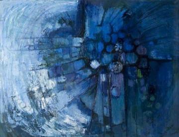 Blue Abstract Artwork by Freida Marion Ewart Scott