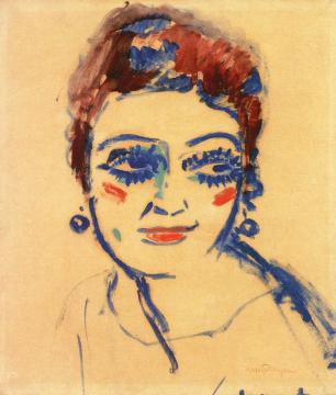 Woman With Blue Earrings Artwork by Kees Van Dongen