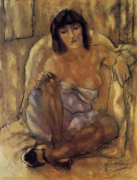 Seated Woman Artwork by Jules Pascin