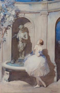 Ballerina by a Fountain Artwork by Walter Ernest Webster