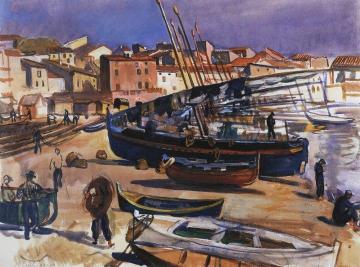 Collioure. Port with boats Artwork by Zinaida Serebriakova