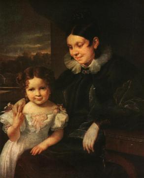 Portrait Of V. I. Yershova With Her Daughter Artwork by Vasily Tropinin