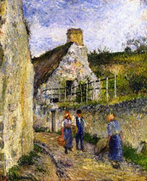 Rue des Roches at Velhermeil, Auvers-sur-Oise Artwork by Camille Pissarro