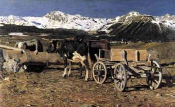 Vacche aggiogate Artwork by Giovanni Segantini