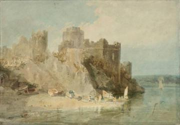 Pembroke Castle from the River, with Figures and Boats Artwork by Joseph Mallord William Turner