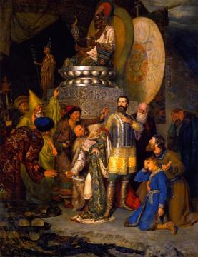 Prince Mikhail Chernigovsky before Batu Khan's Headquarters Artwork by Vasily Sergeevich Smirnov