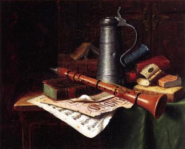 Still Life With Clarinet Artwork by William Michael Harnett