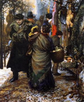 Market In Winter Artwork by Adolph von Menzel