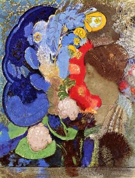 Woman with Flowers Artwork by Odilon Redon