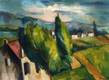 View Of A Village With Red Roofs Artwork by Maurice De Vlaminck