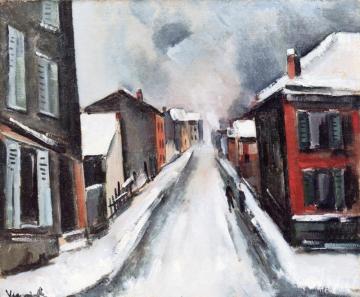 Village Life In The Snow Artwork by Maurice De Vlaminck