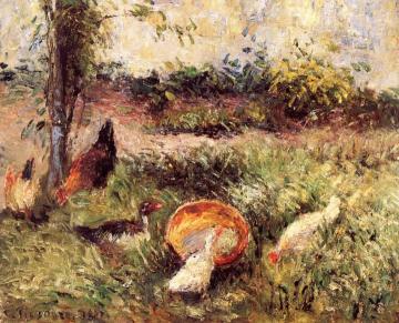 Back Yard with Chickens and Turkeys Artwork by Camille Pissarro