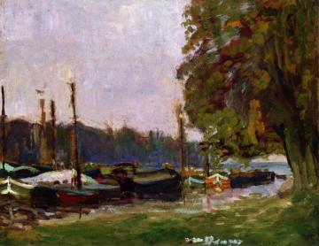 Barges In Dock Artwork by Kees Van Dongen