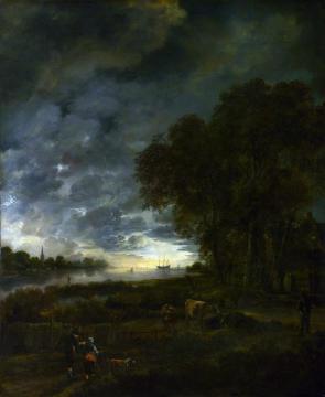 A Landscape with a River at Evening Artwork by Aert van der Neer