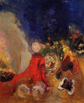 The Red Sphinx Artwork by Odilon Redon