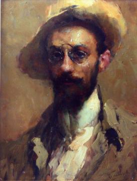 Portrait Of A Man With Hat And Glasses Artwork by Cesare Tallone