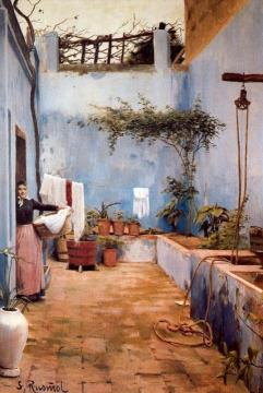 El Patio Azul Artwork by Santiago Rusiñol Prats