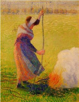 Woman Burning Wood Artwork by Camille Pissarro