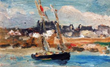 Two Masted Schooner, Concarneau Artwork by Robert Henri