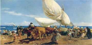 Arrival Of The Fishing Boats On The Beach, Valencia Artwork by Joaquin Sorolla y Bastida