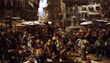 Merketplace In Verona Artwork by Adolph von Menzel