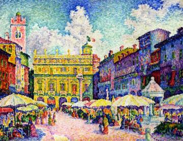 Market in Verona Artwork by Paul Signac