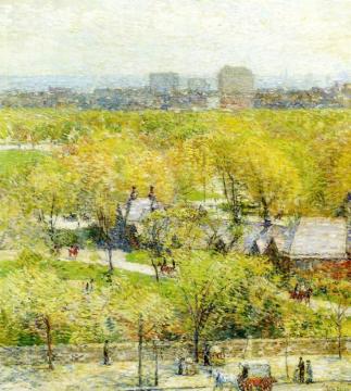 Across the Park Artwork by Frederick Childe Hassam