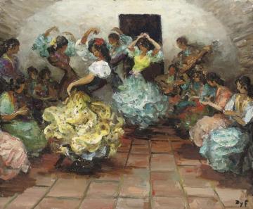 The Flamenco Dancers Artwork by Marcel Dyf