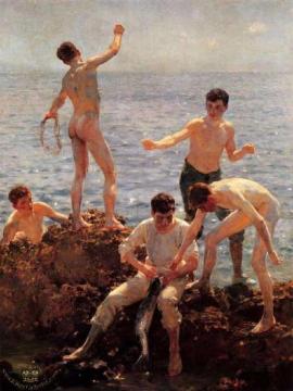 Lovers of the sun Artwork by Henry Scott Tuke