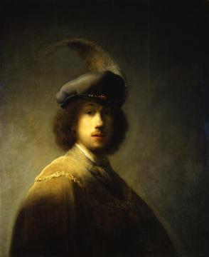 Self-portrait with Plumed Beret Artwork by Rembrandt van Rijn