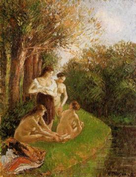 Bathers Artwork by Camille Pissarro