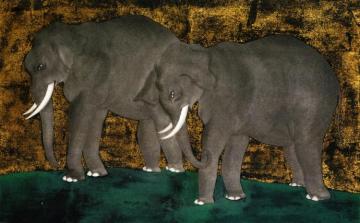 Elephants Artwork by Tsuguharu Foujita