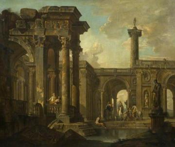 Architectural Fantasy with Classical Ruins Artwork by Giovanni Paolo Pannini