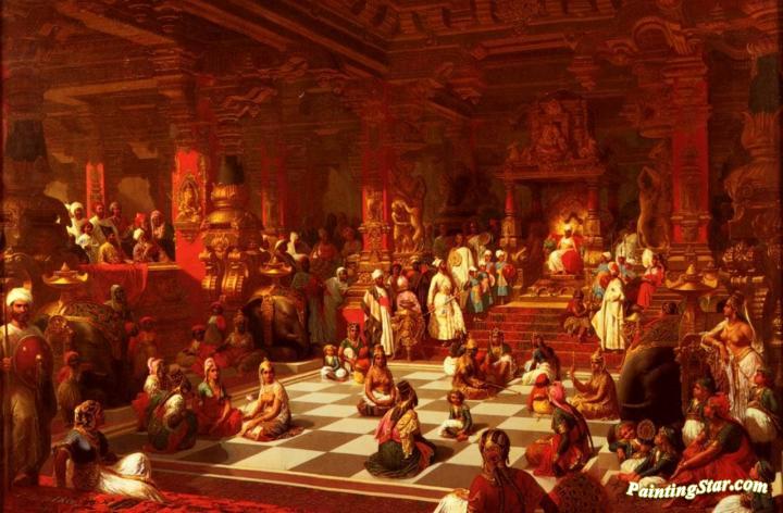 Indian Chess Artwork by Henri Pierre Picou