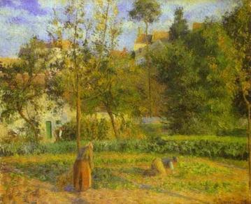 Vegetable Garden at l'Hermitage near Pontoise Artwork by Camille Pissarro