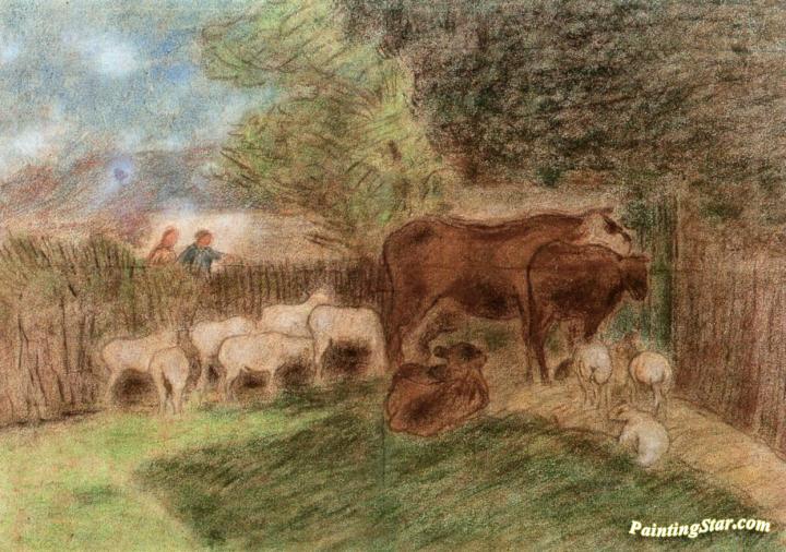 Sheep and Cows Artwork by Claude-Emil Schuffenecker
