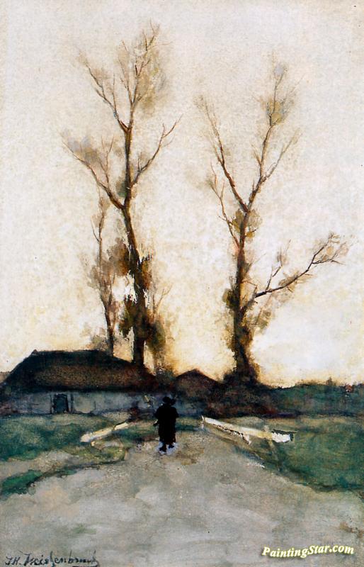 Autumn Evening Artwork by Johan Hendrik Weissenbruch