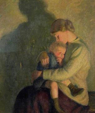 Mother and Child, Candlelight Artwork by William Rothenstein