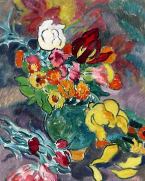 Bouquet In A Green Pitcher Artwork by Louis Valtat