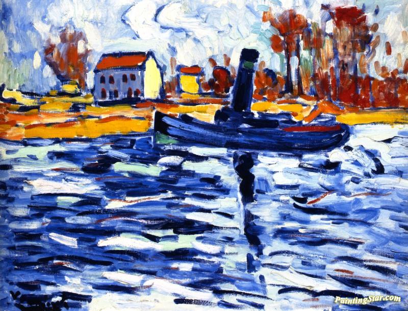 Tugboat Artwork by Maurice De Vlaminck