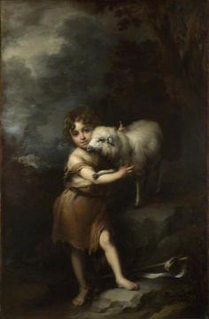 The Infant John the Baptist with a Lamb Artwork by Bartolomé Esteban Murillo