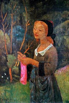 Young Girl with a Pink Stocking Artwork by Paul Serusier