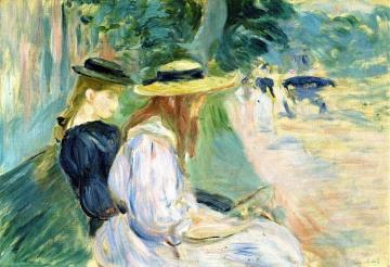 On a Bench in the Bois de Boulogne Artwork by Berthe Morisot