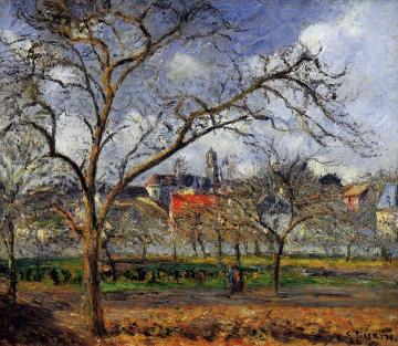 On Orchard in Pontoise in Winter Artwork by Camille Pissarro