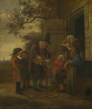 A Pedlar Selling Spectacles outside a Cottage Artwork by Jan Steen
