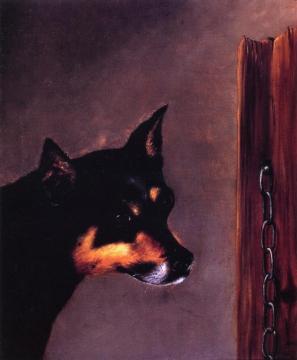 Dog Head With Post And Chain Artwork by William Aiken Walker