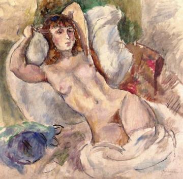 Nude on a Sofa Artwork by Jules Pascin