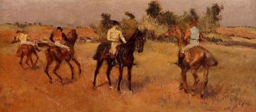 Four Jockeys Artwork by Edgar Degas