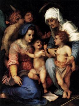 Madonna And Child With St Elizabeth, The Infant St John And Two Angels Artwork by Andrea del Sarto